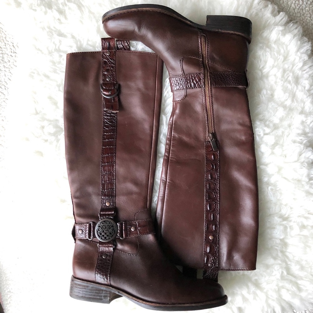 Vince Camuto Leather Riding Boots - Brown